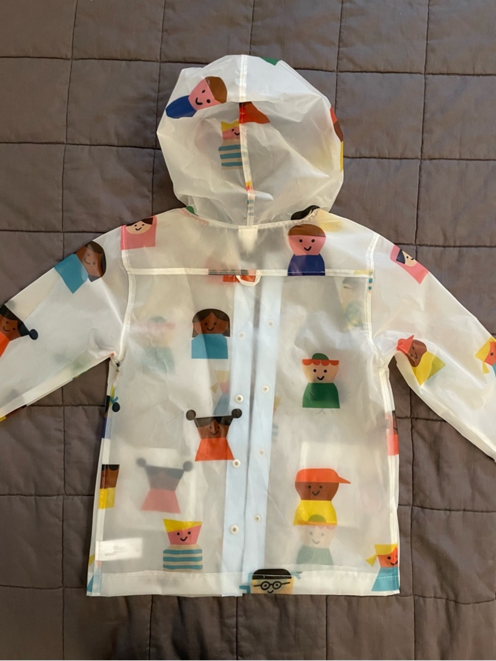 Kids' Cute Character Print Clear Raincoat - White - Picture 2 of 4